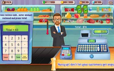 Supermarket Cash Register Sim [ВЗЛОМ: много денег] скриншот 7
