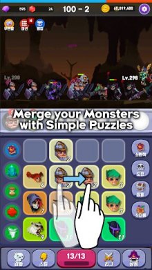 Merge Monster - Idle Puzzle RPG (МОД, много денег) скриншот 1
