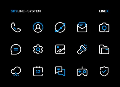 SkyLine Icon Pack : LineX Blue screen 2