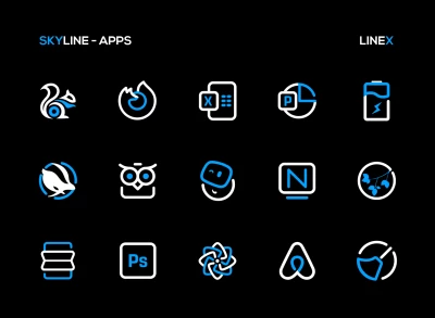 SkyLine Icon Pack : LineX Blue screen 5