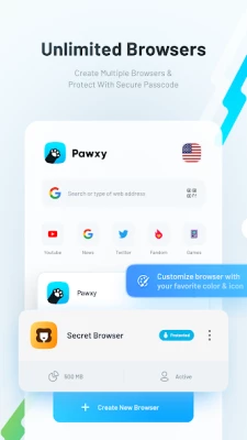 Pawxy Fast VPN & Web Browser screen 1